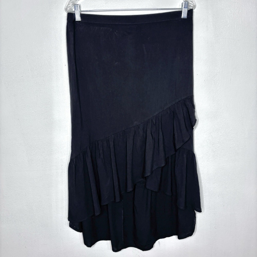 Esmara Skirt 12 Black Ruffle High Low Asymmetrical Layered Hem Minimalist Flowy - Picture 5 of 9